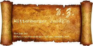 Wittenberger Zalán névjegykártya